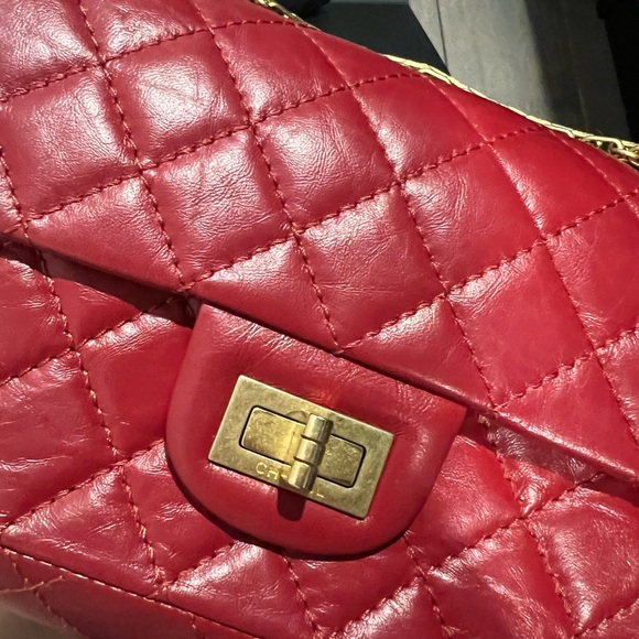 Authentic Chanel 2.55 mini aged calfskin in Red - Picture 7 of 9